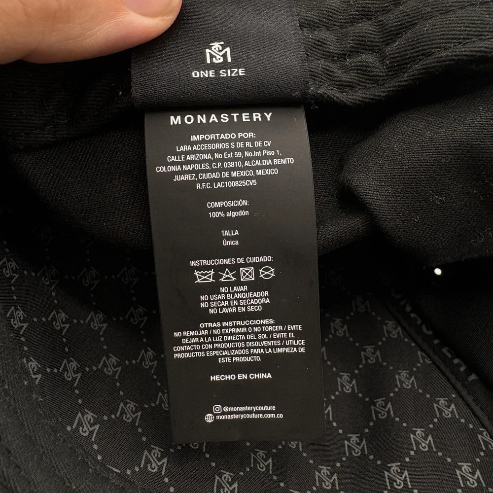 Monastery Couture Hat Logo Strap Back One Size Black Adjustable Baseball Cap Men